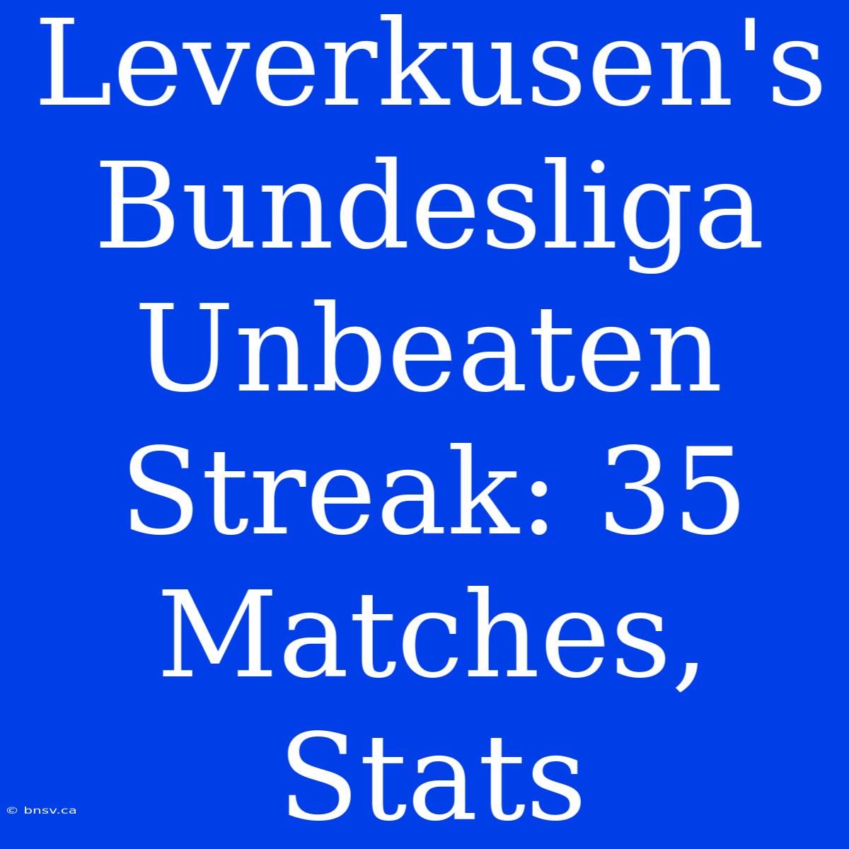 Leverkusen's Bundesliga Unbeaten Streak: 35 Matches, Stats