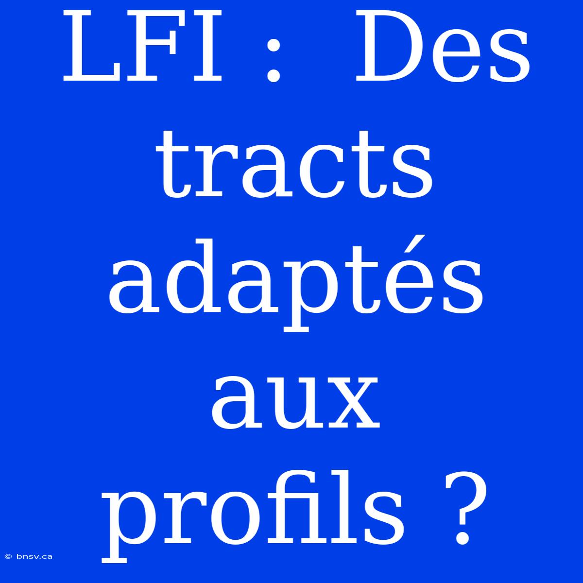 LFI :  Des Tracts Adaptés Aux Profils ?