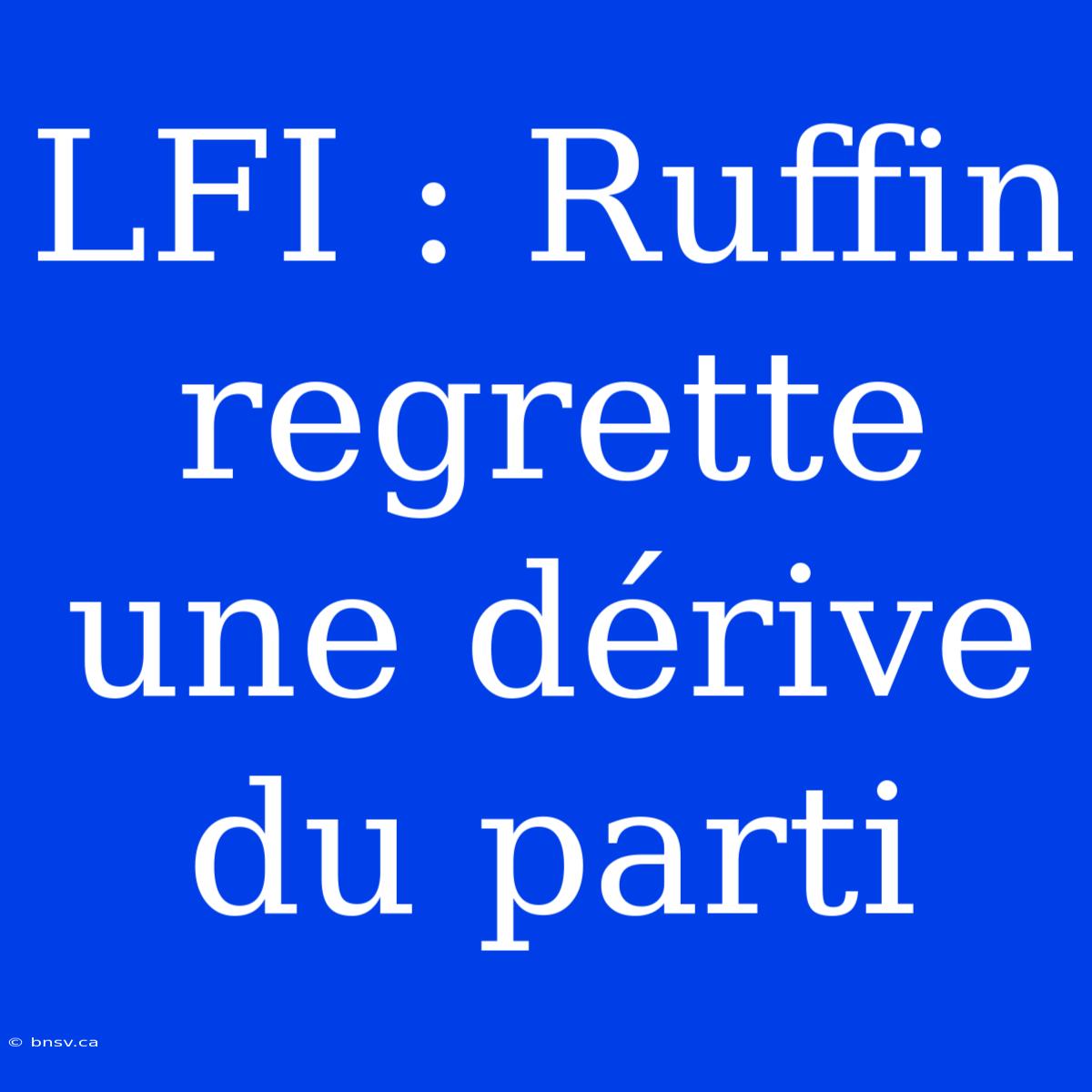 LFI : Ruffin Regrette Une Dérive Du Parti