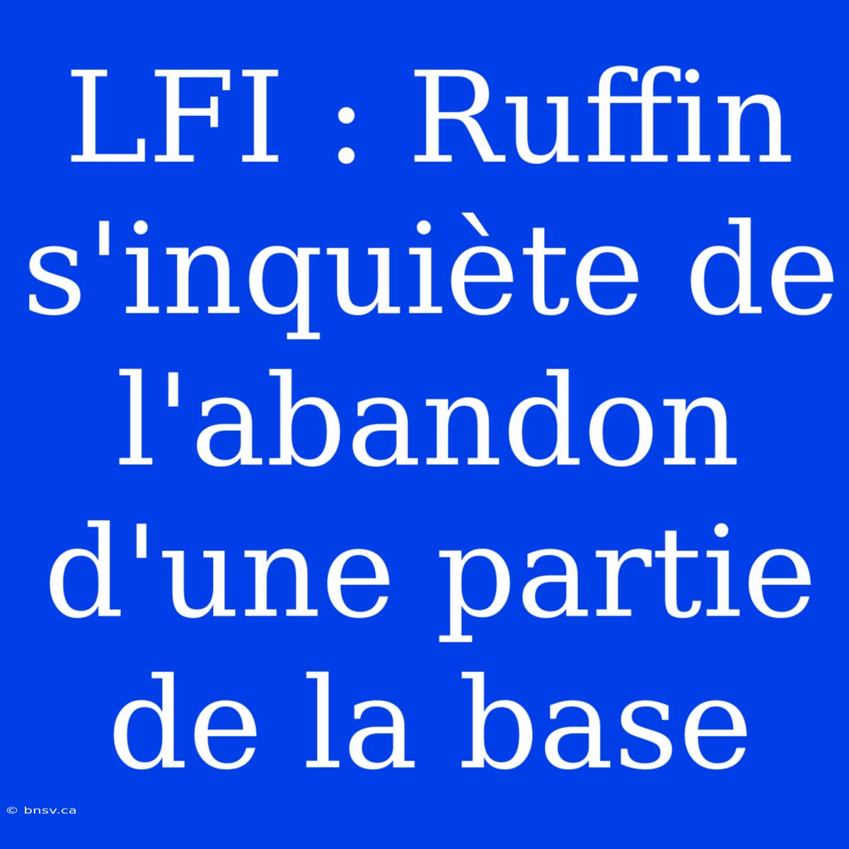 LFI : Ruffin S'inquiète De L'abandon D'une Partie De La Base