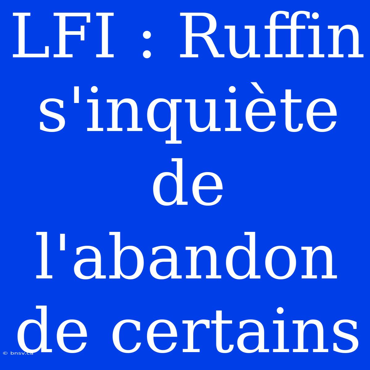 LFI : Ruffin S'inquiète De L'abandon De Certains