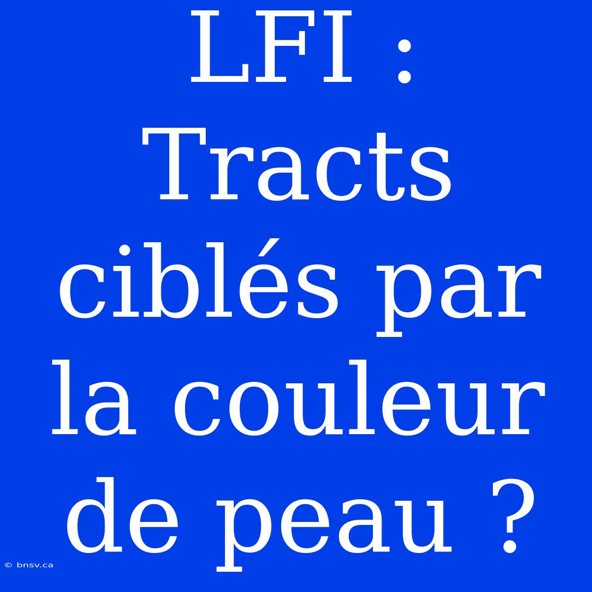 LFI : Tracts Ciblés Par La Couleur De Peau ?