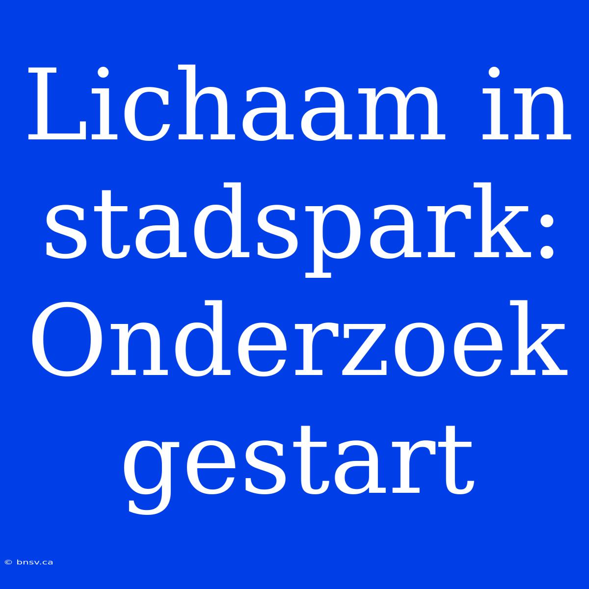 Lichaam In Stadspark: Onderzoek Gestart