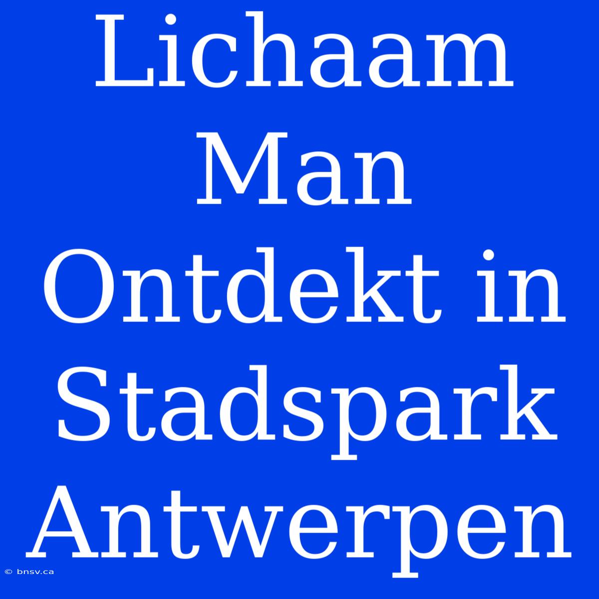 Lichaam Man Ontdekt In Stadspark Antwerpen