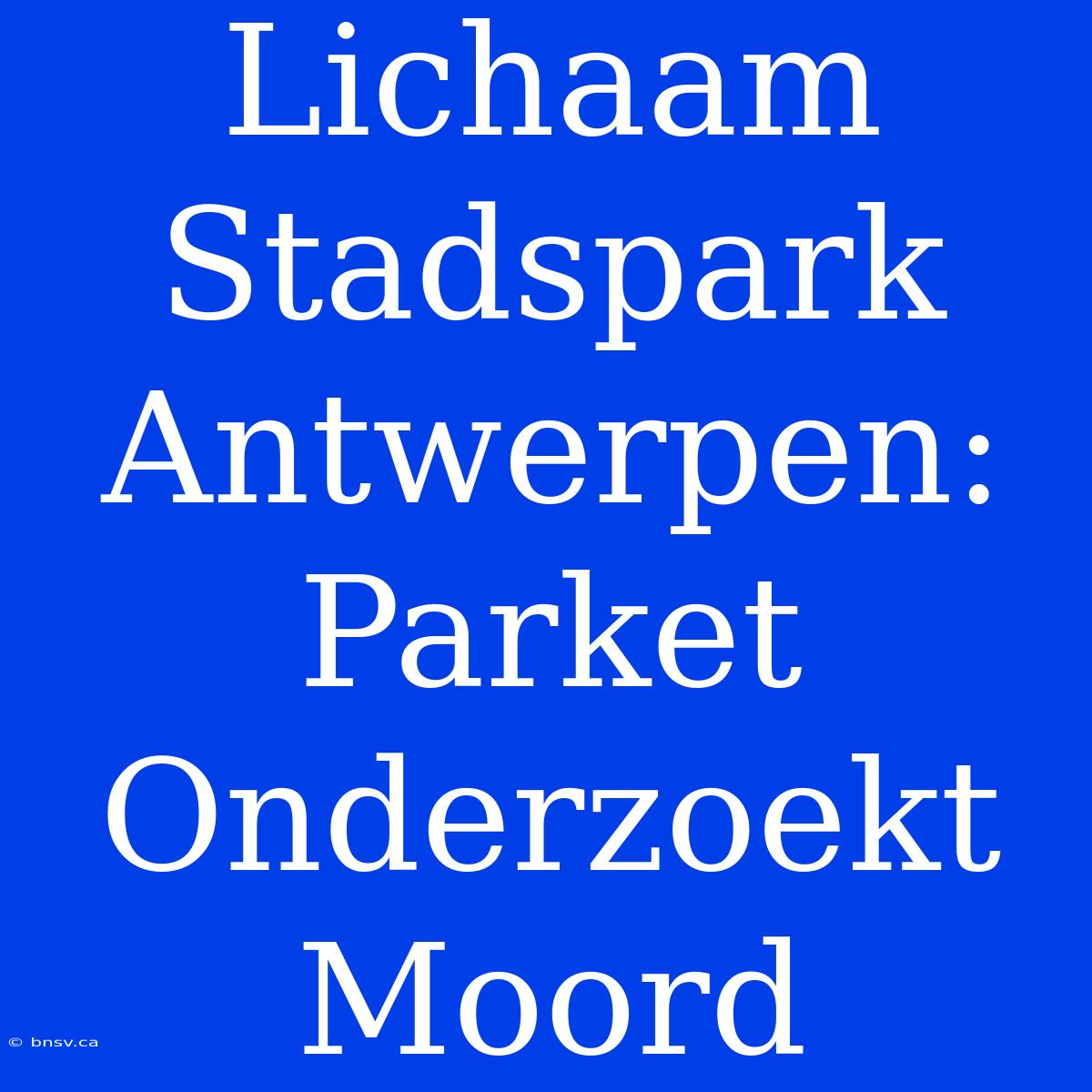 Lichaam Stadspark Antwerpen: Parket Onderzoekt Moord