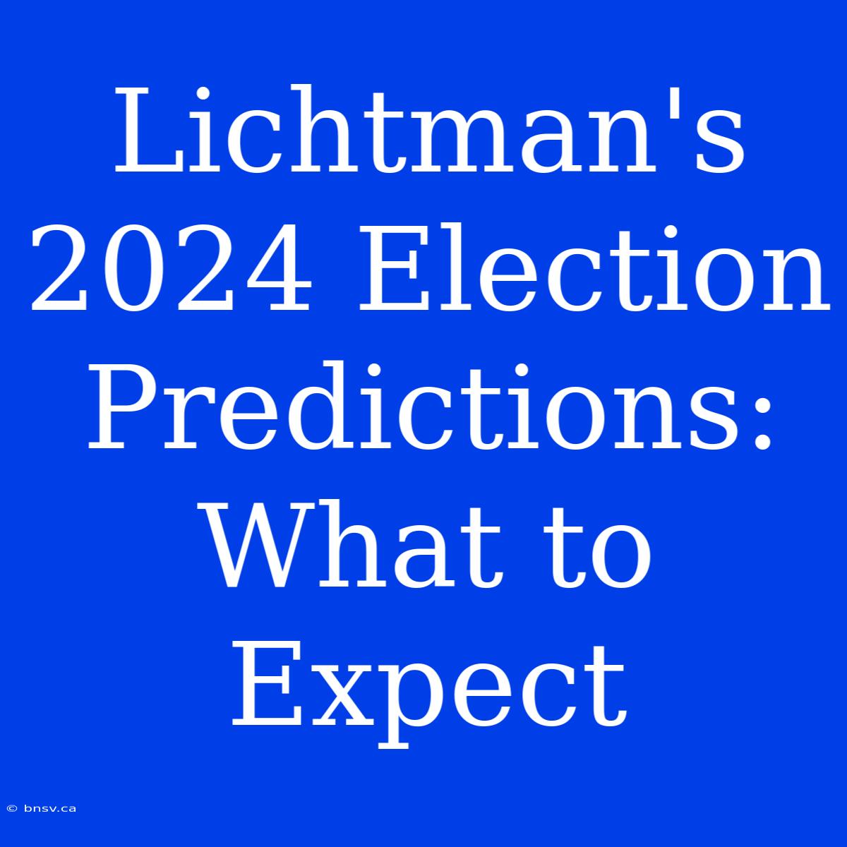 Lichtman's 2024 Election Predictions: What To Expect