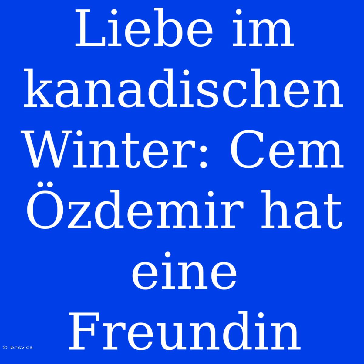 Liebe Im Kanadischen Winter: Cem Özdemir Hat Eine Freundin