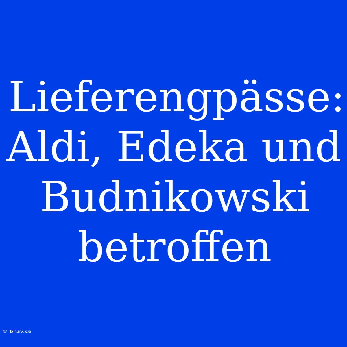 Lieferengpässe: Aldi, Edeka Und Budnikowski Betroffen