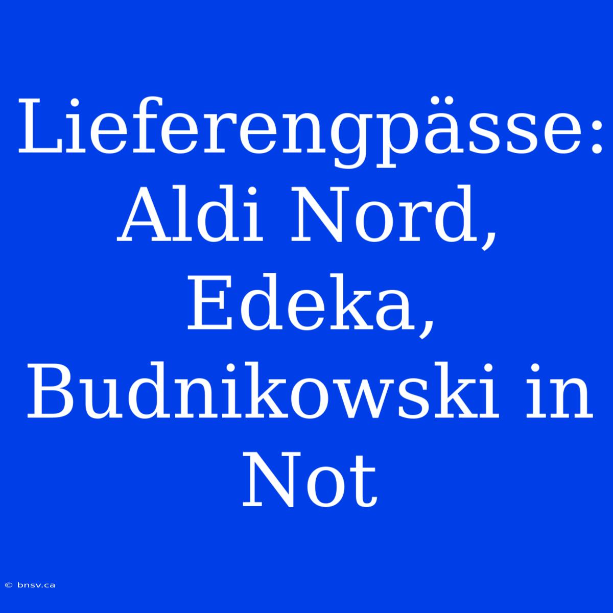 Lieferengpässe: Aldi Nord, Edeka, Budnikowski In Not