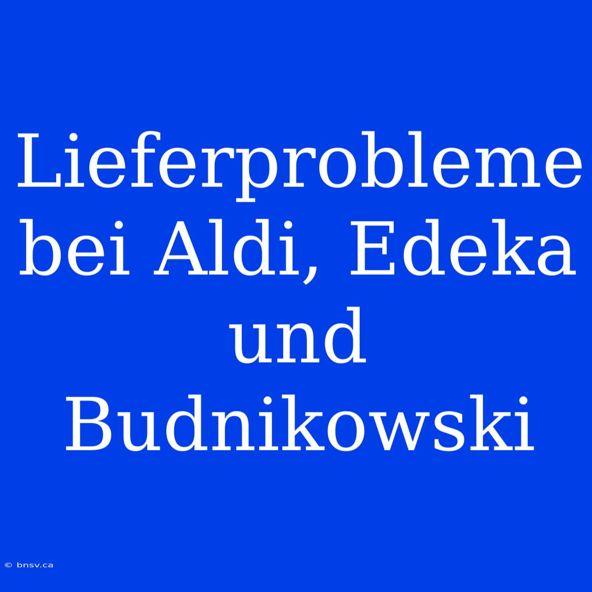 Lieferprobleme Bei Aldi, Edeka Und Budnikowski