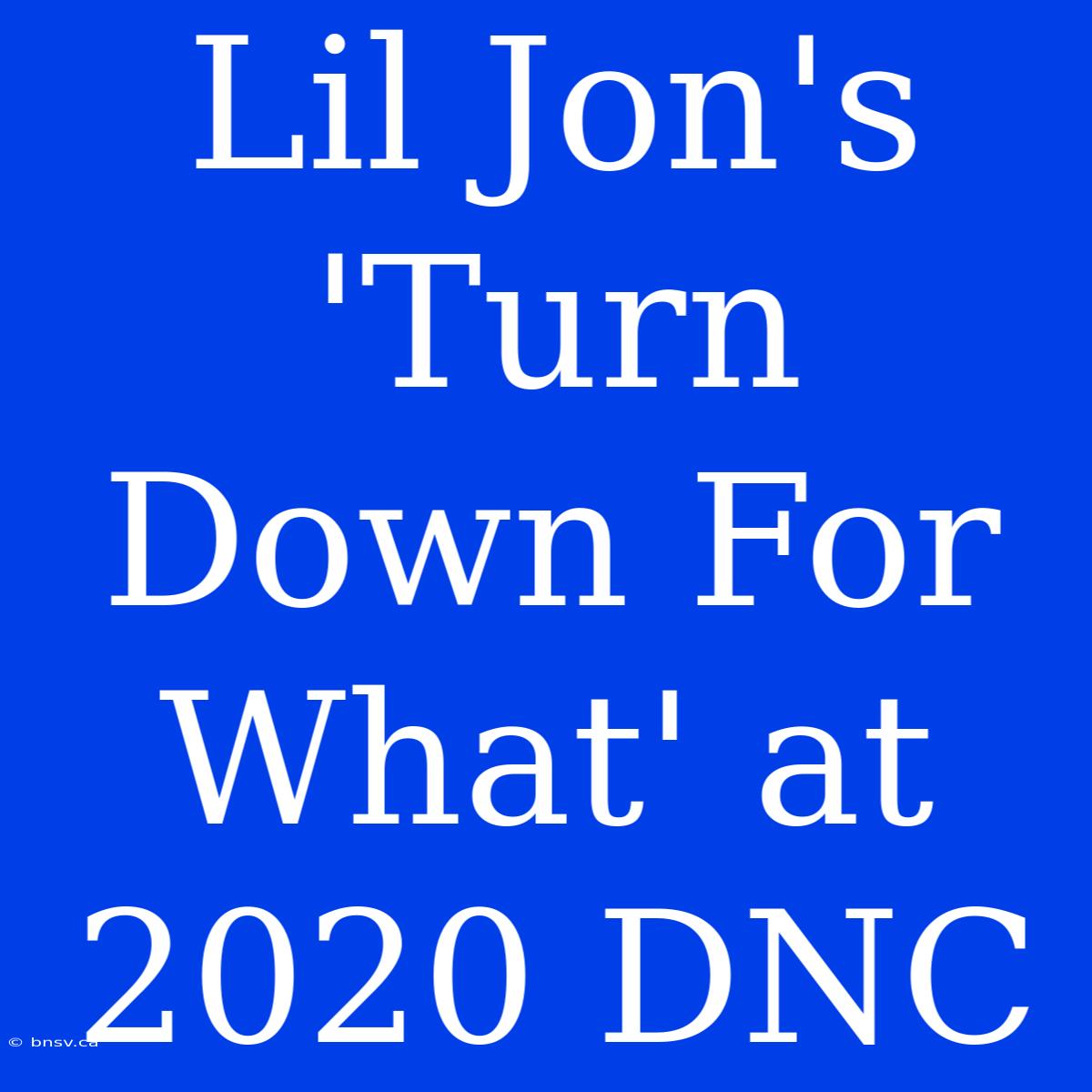 Lil Jon's 'Turn Down For What' At 2020 DNC