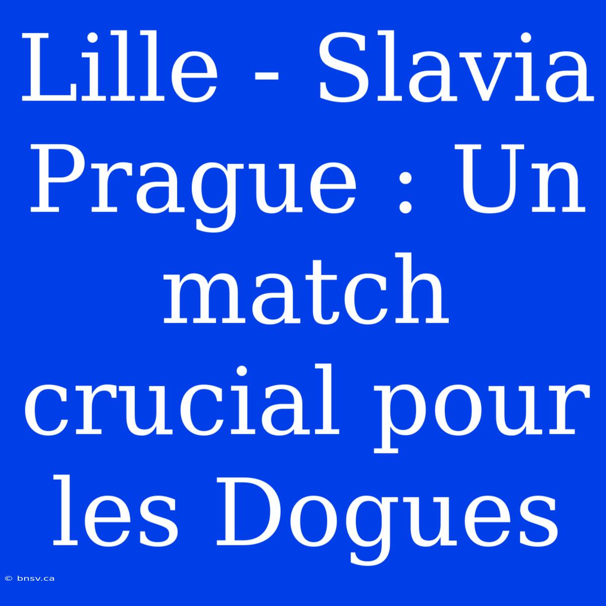 Lille - Slavia Prague : Un Match Crucial Pour Les Dogues