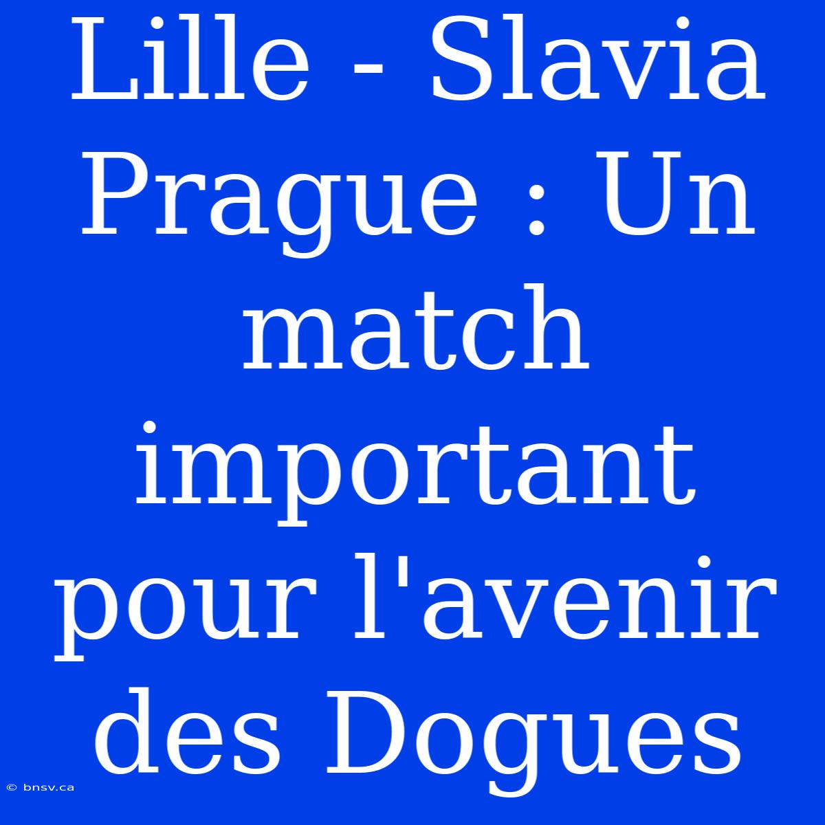 Lille - Slavia Prague : Un Match Important Pour L'avenir Des Dogues