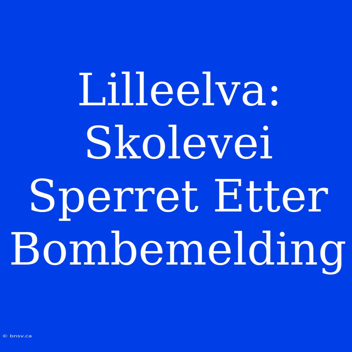 Lilleelva: Skolevei Sperret Etter Bombemelding