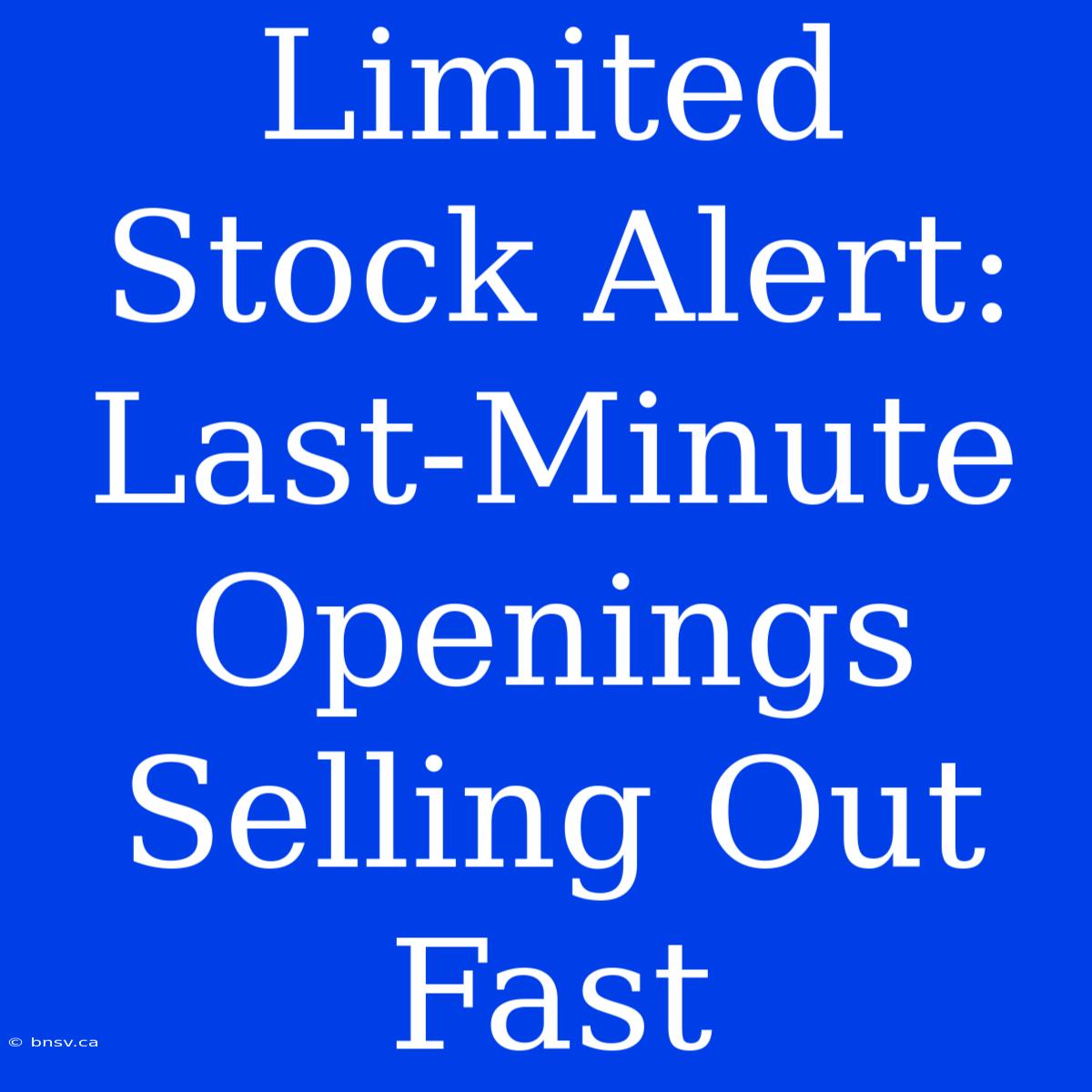 Limited Stock Alert: Last-Minute Openings Selling Out Fast