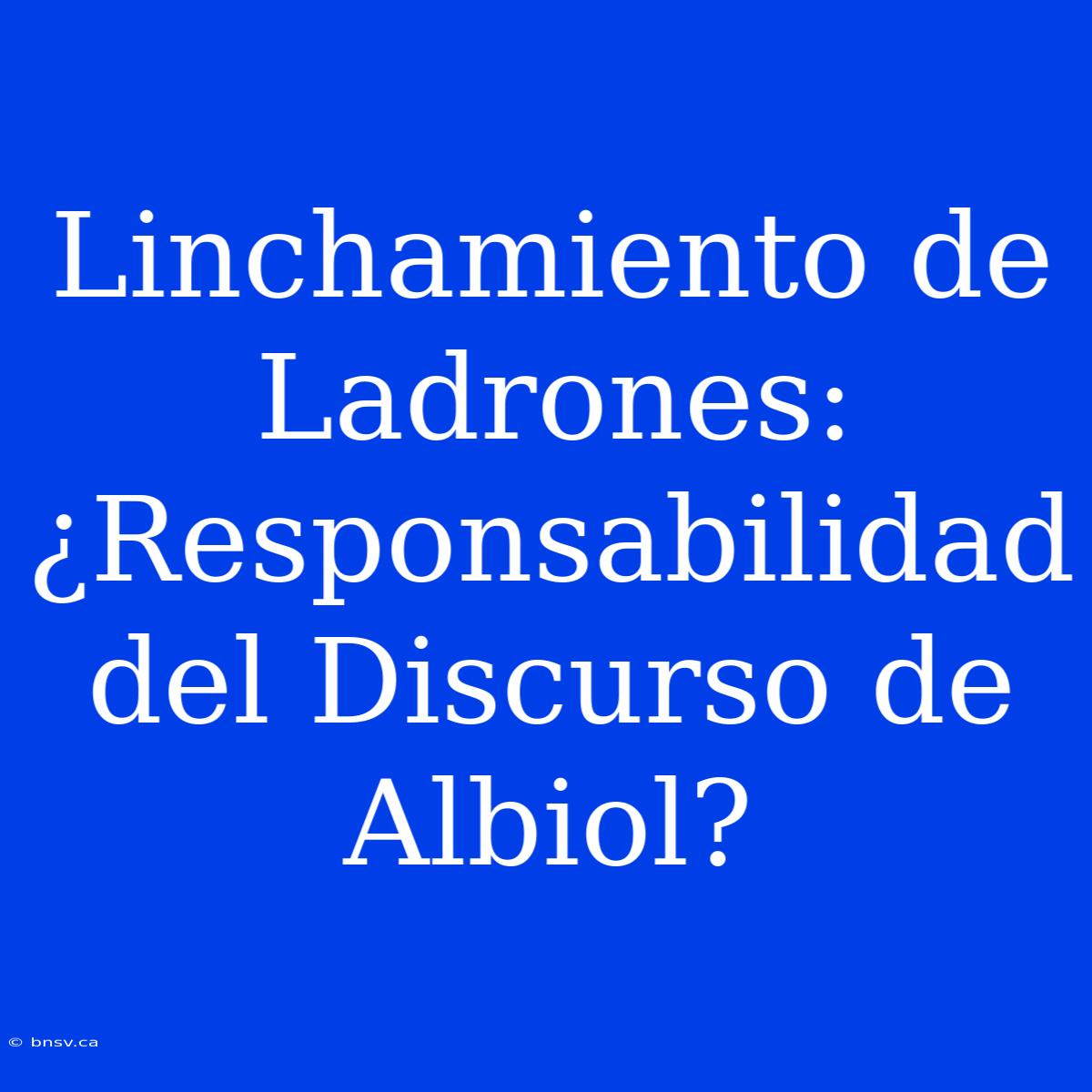 Linchamiento De Ladrones: ¿Responsabilidad Del Discurso De Albiol?