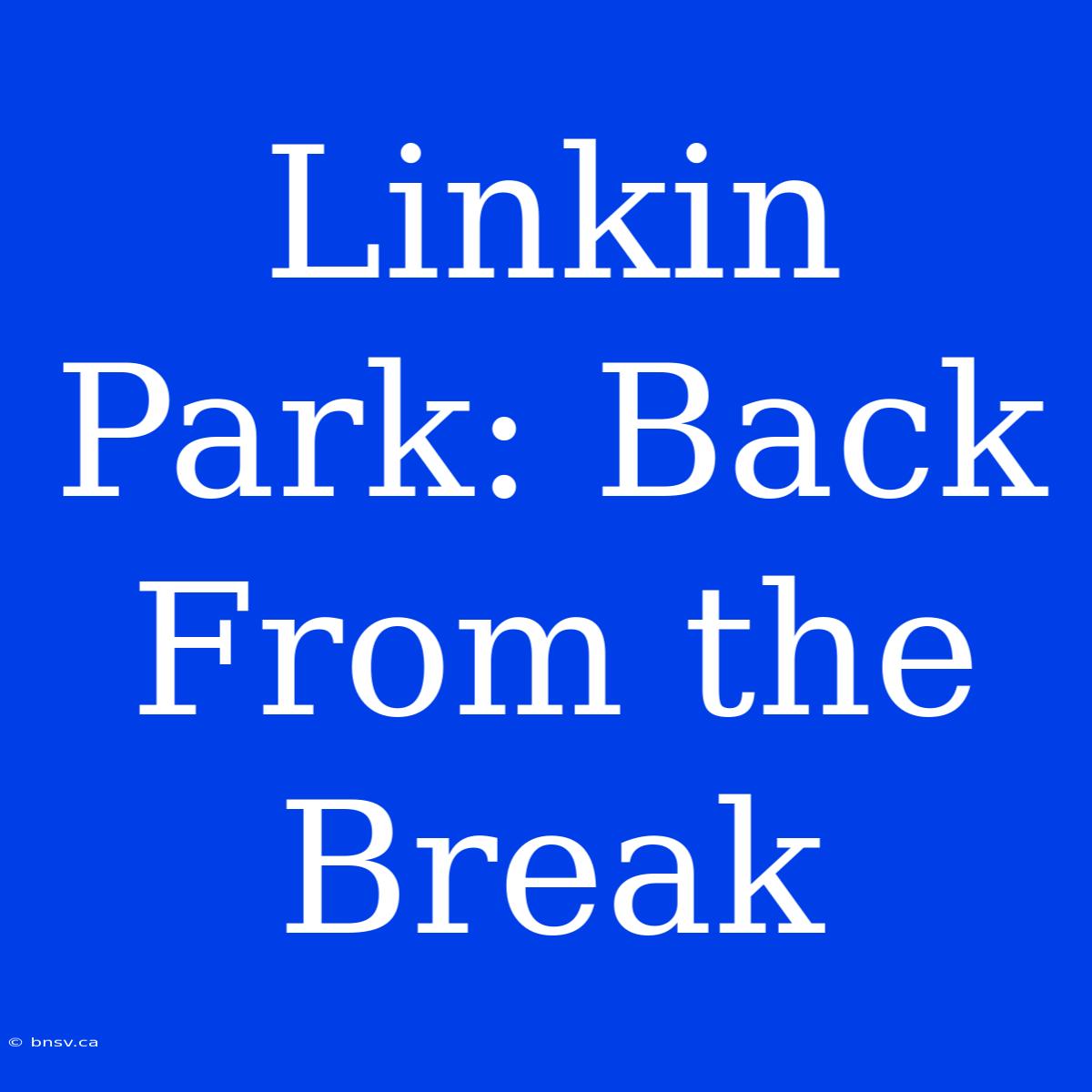 Linkin Park: Back From The Break