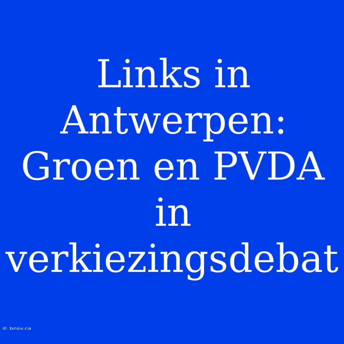 Links In Antwerpen: Groen En PVDA In Verkiezingsdebat