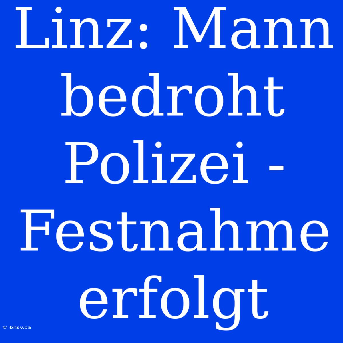 Linz: Mann Bedroht Polizei - Festnahme Erfolgt