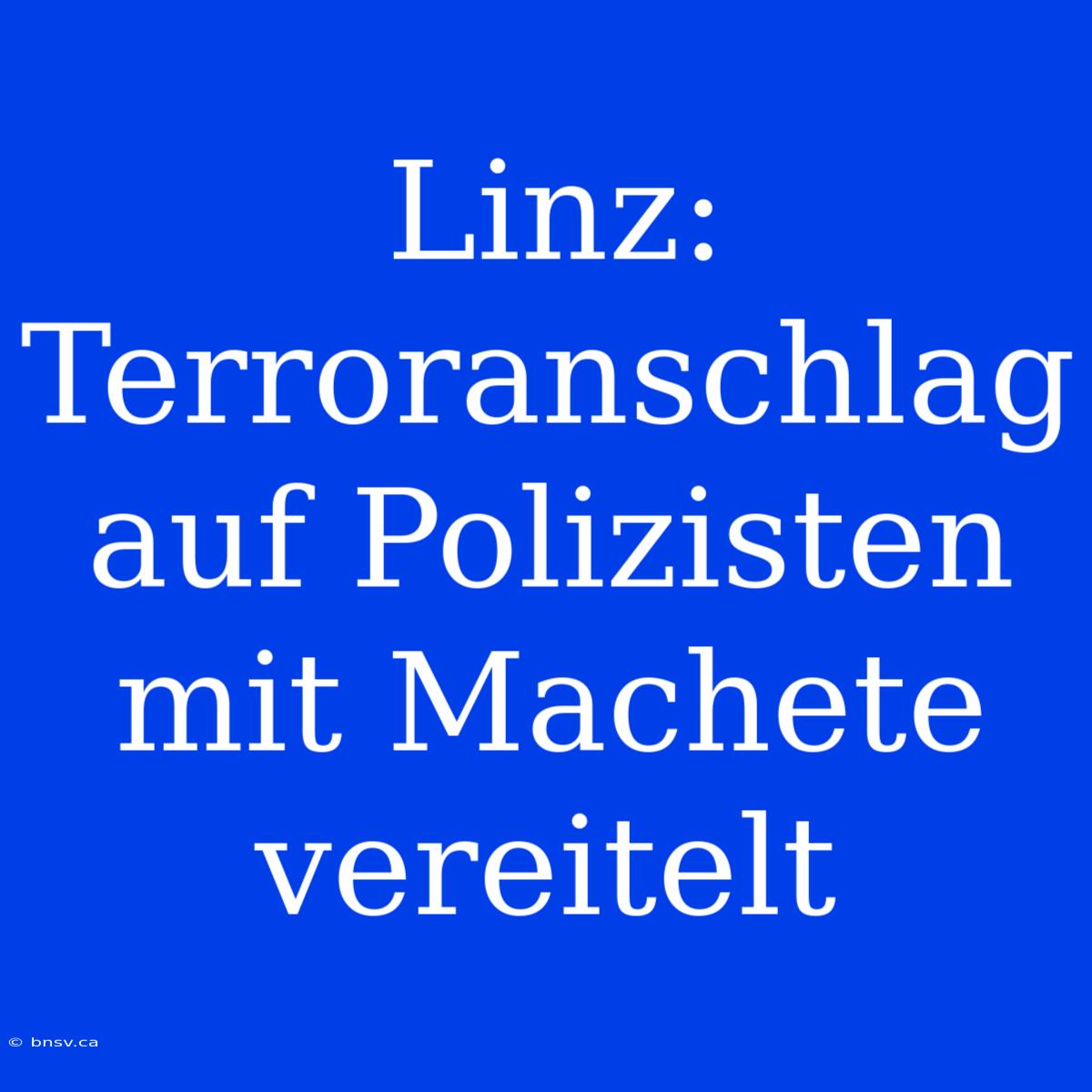 Linz: Terroranschlag Auf Polizisten Mit Machete Vereitelt