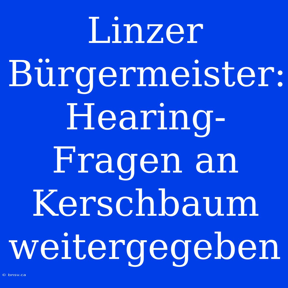 Linzer Bürgermeister: Hearing-Fragen An Kerschbaum Weitergegeben