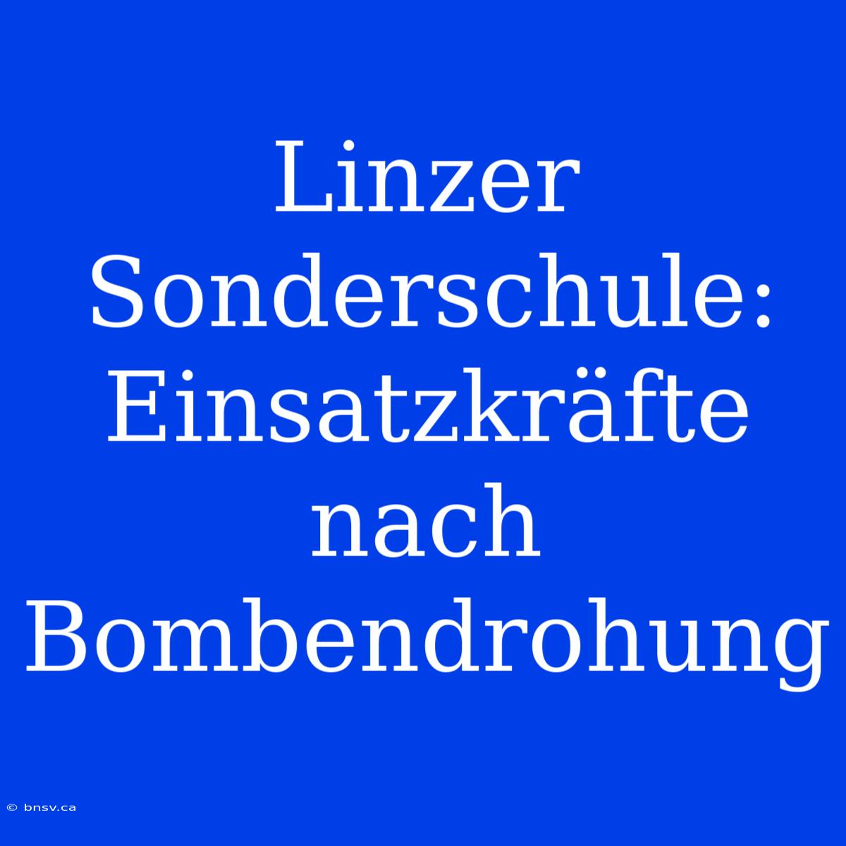 Linzer Sonderschule: Einsatzkräfte Nach Bombendrohung