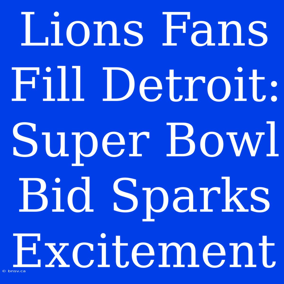 Lions Fans Fill Detroit: Super Bowl Bid Sparks Excitement