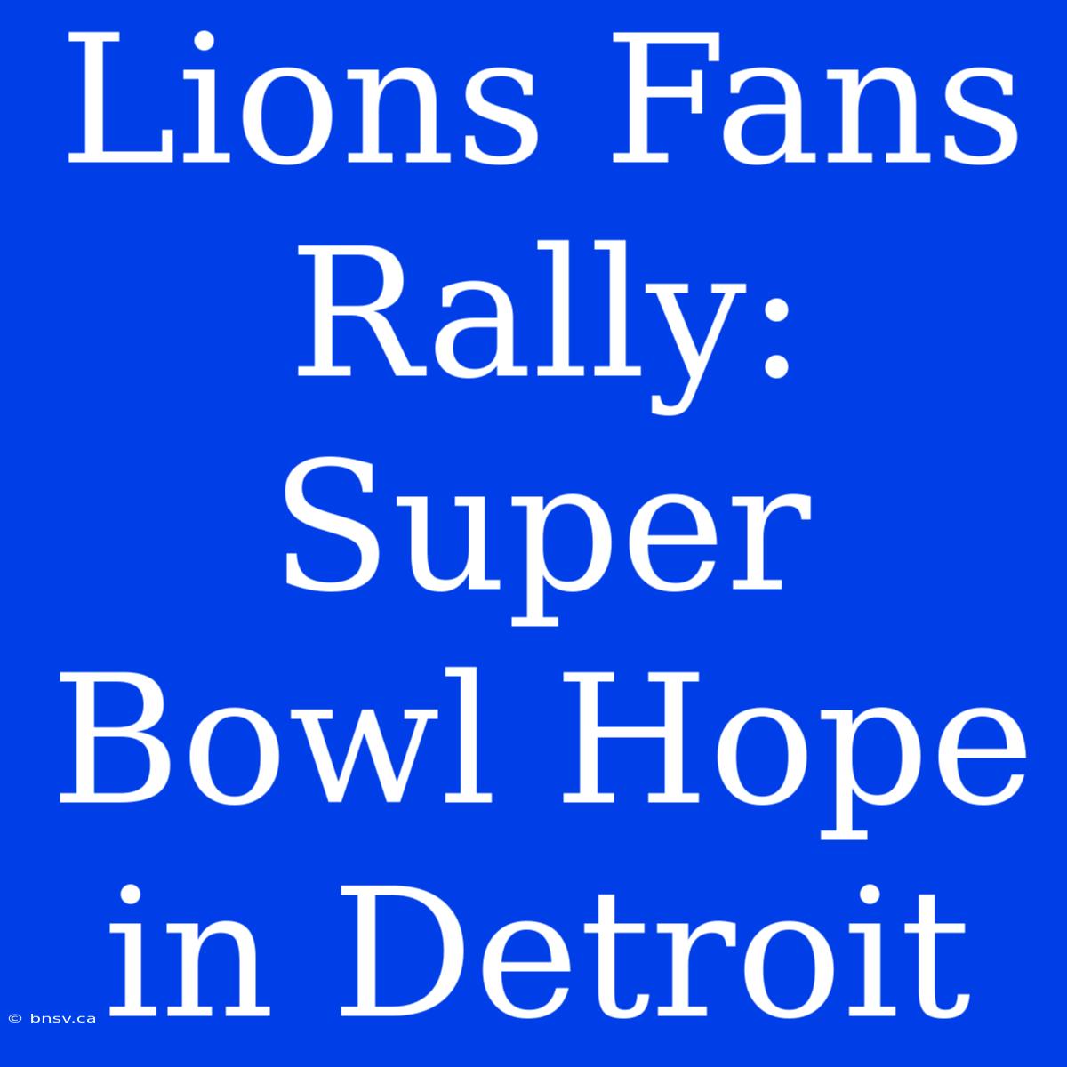 Lions Fans Rally: Super Bowl Hope In Detroit