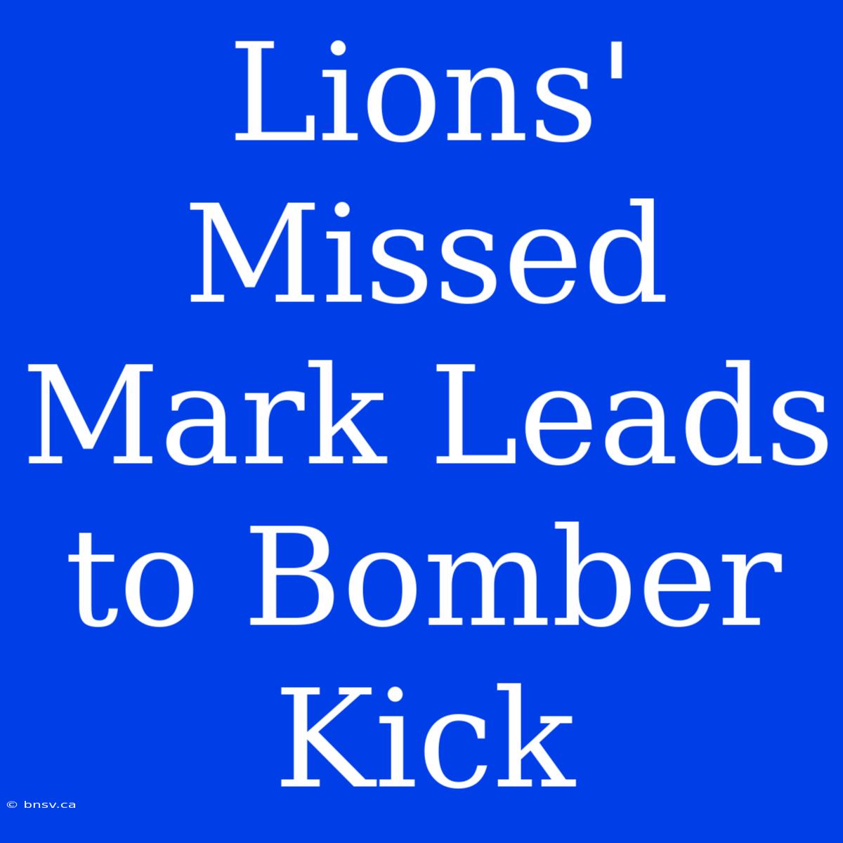 Lions' Missed Mark Leads To Bomber Kick