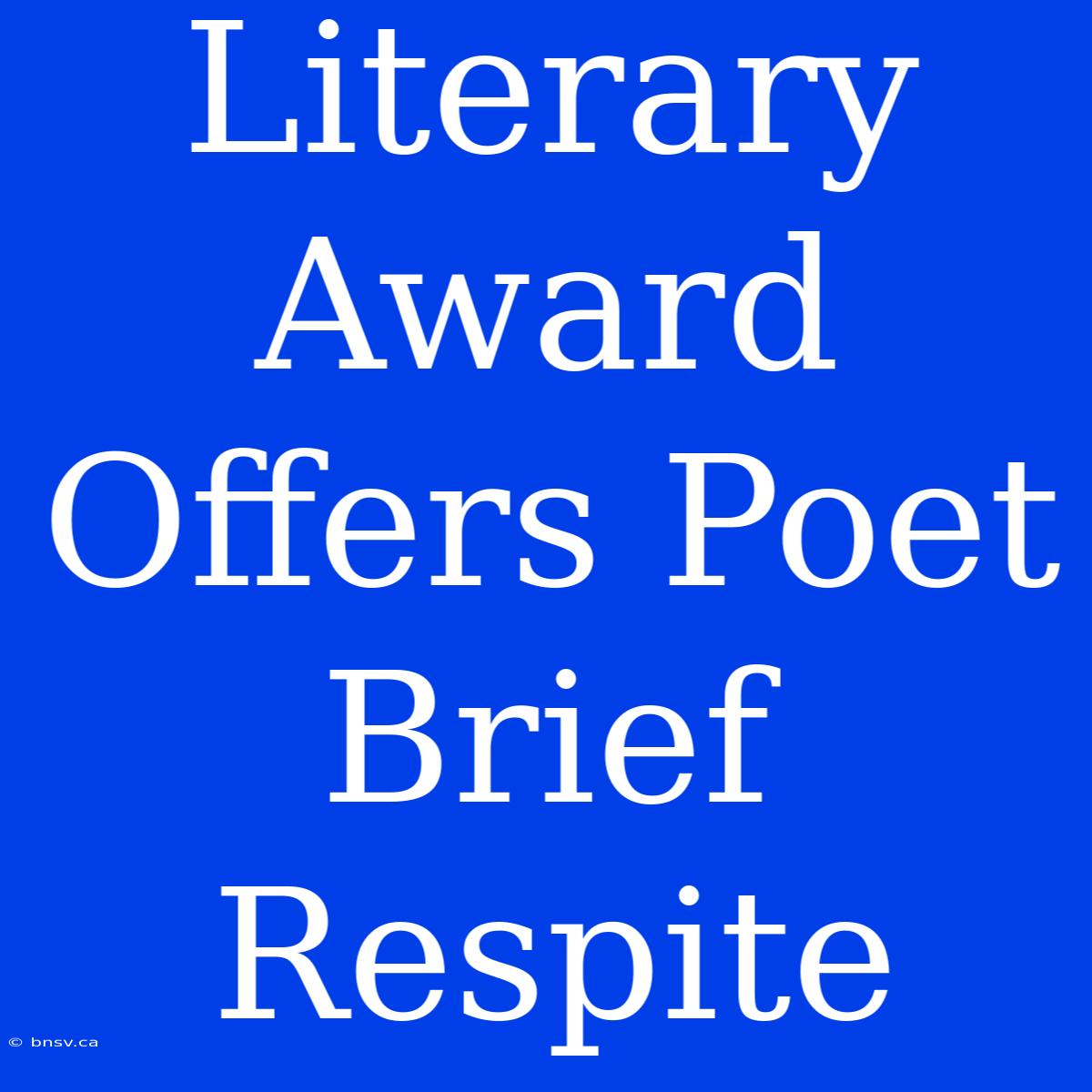 Literary Award Offers Poet Brief Respite