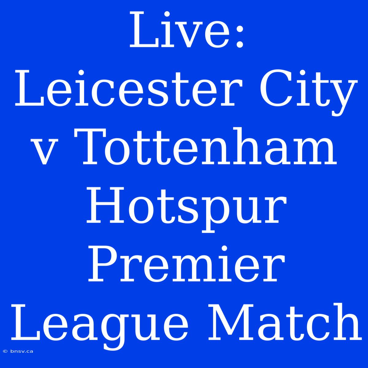 Live: Leicester City V Tottenham Hotspur Premier League Match