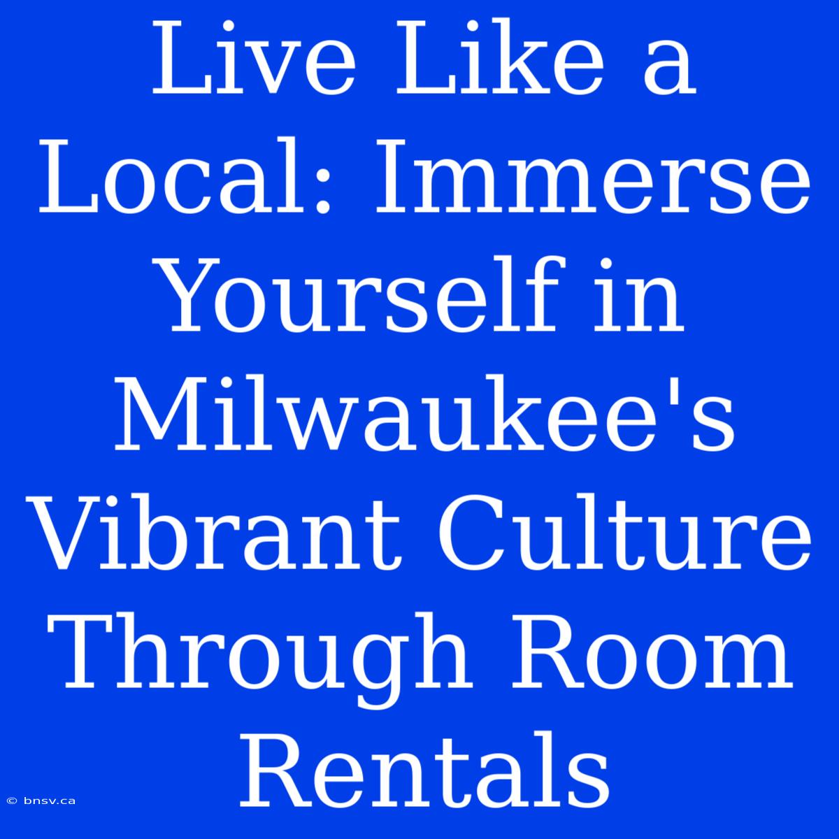 Live Like A Local: Immerse Yourself In Milwaukee's Vibrant Culture Through Room Rentals