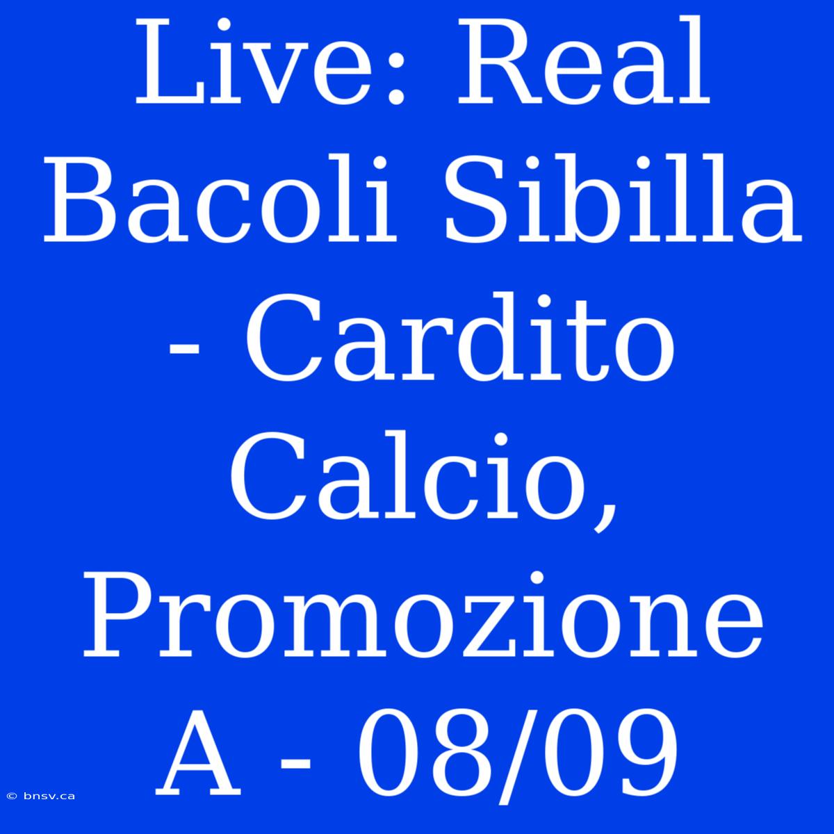 Live: Real Bacoli Sibilla - Cardito Calcio, Promozione A - 08/09