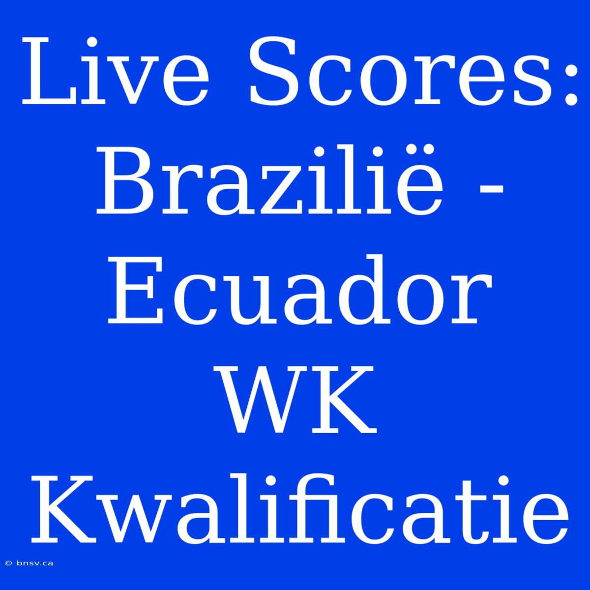 Live Scores: Brazilië - Ecuador WK Kwalificatie