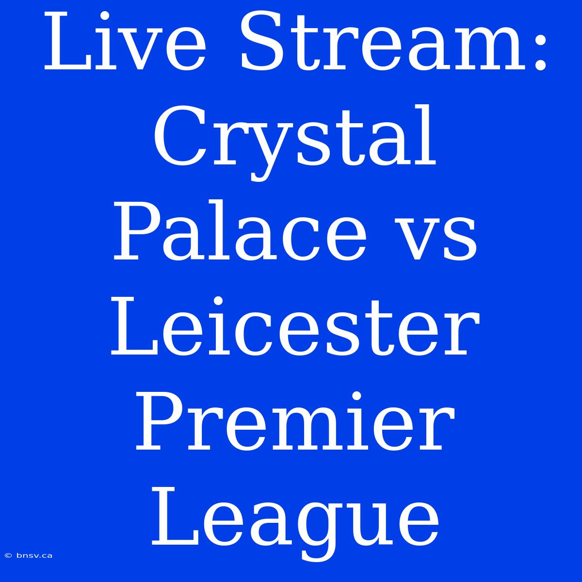 Live Stream: Crystal Palace Vs Leicester Premier League