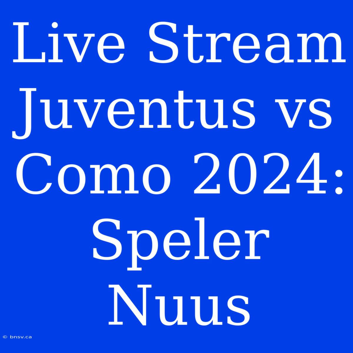 Live Stream Juventus Vs Como 2024: Speler Nuus