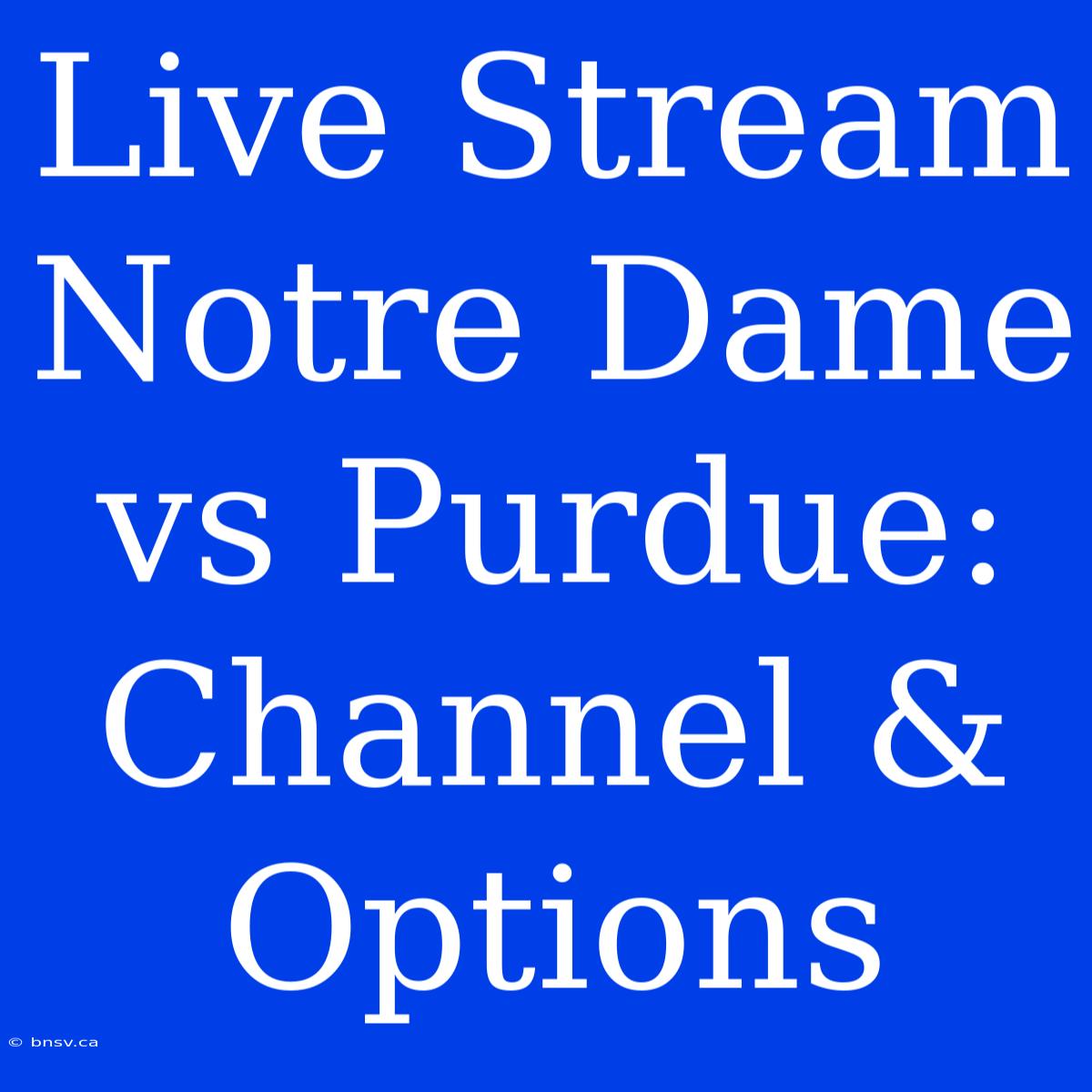 Live Stream Notre Dame Vs Purdue: Channel & Options