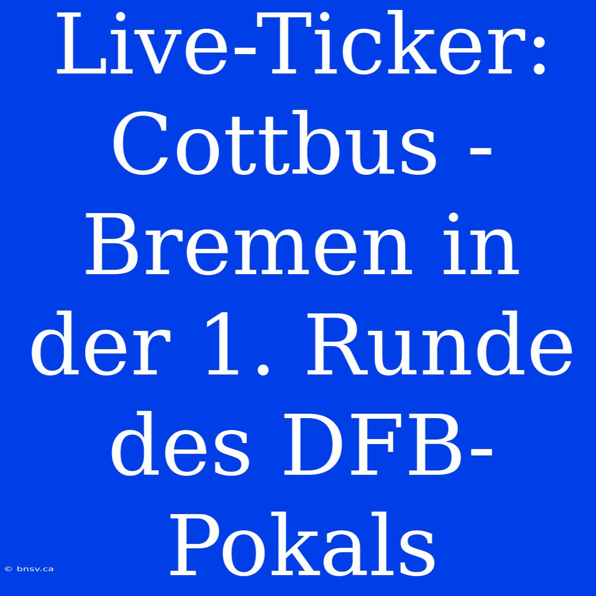 Live-Ticker: Cottbus - Bremen In Der 1. Runde Des DFB-Pokals