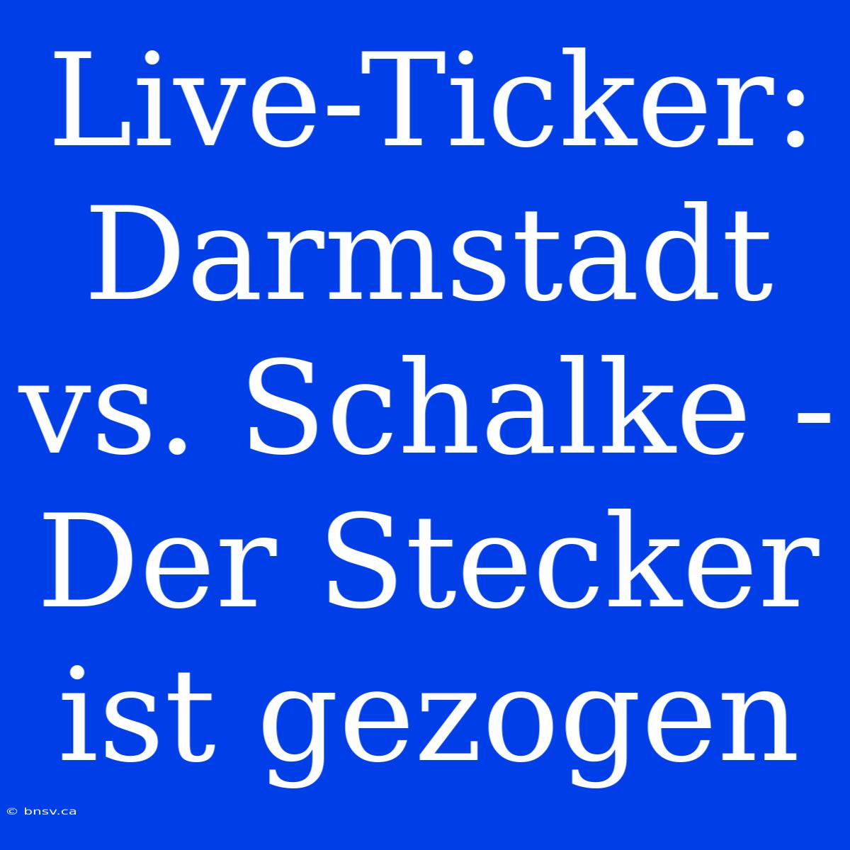 Live-Ticker: Darmstadt Vs. Schalke - Der Stecker Ist Gezogen