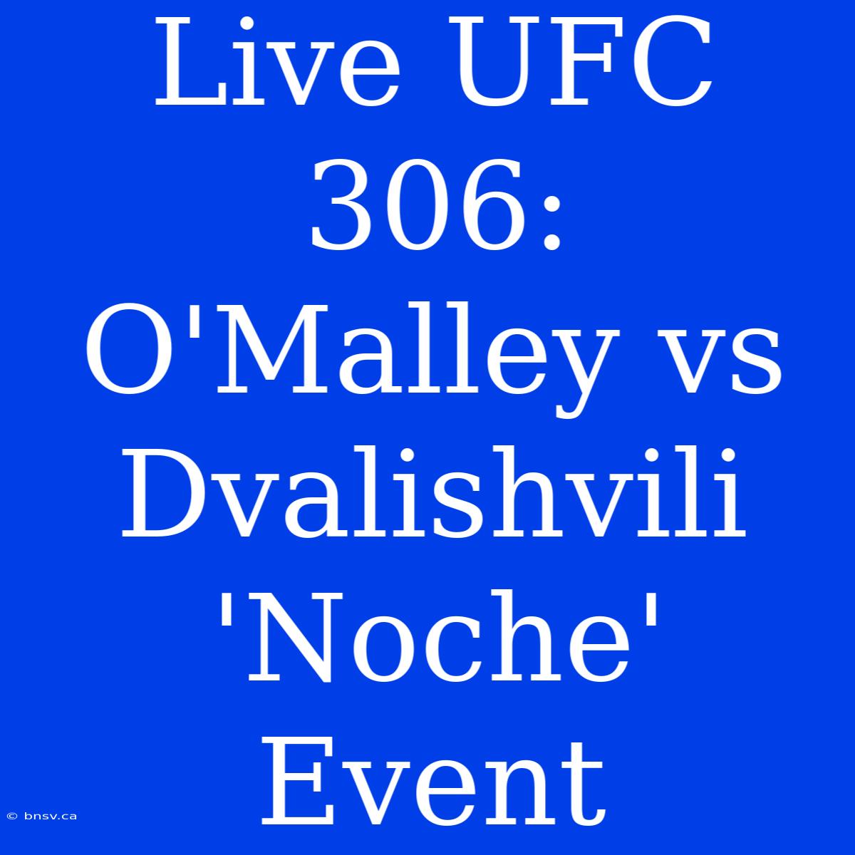 Live UFC 306: O'Malley Vs Dvalishvili 'Noche' Event