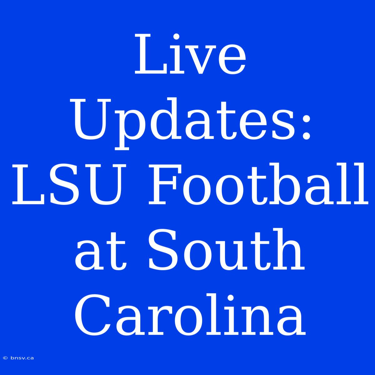 Live Updates: LSU Football At South Carolina