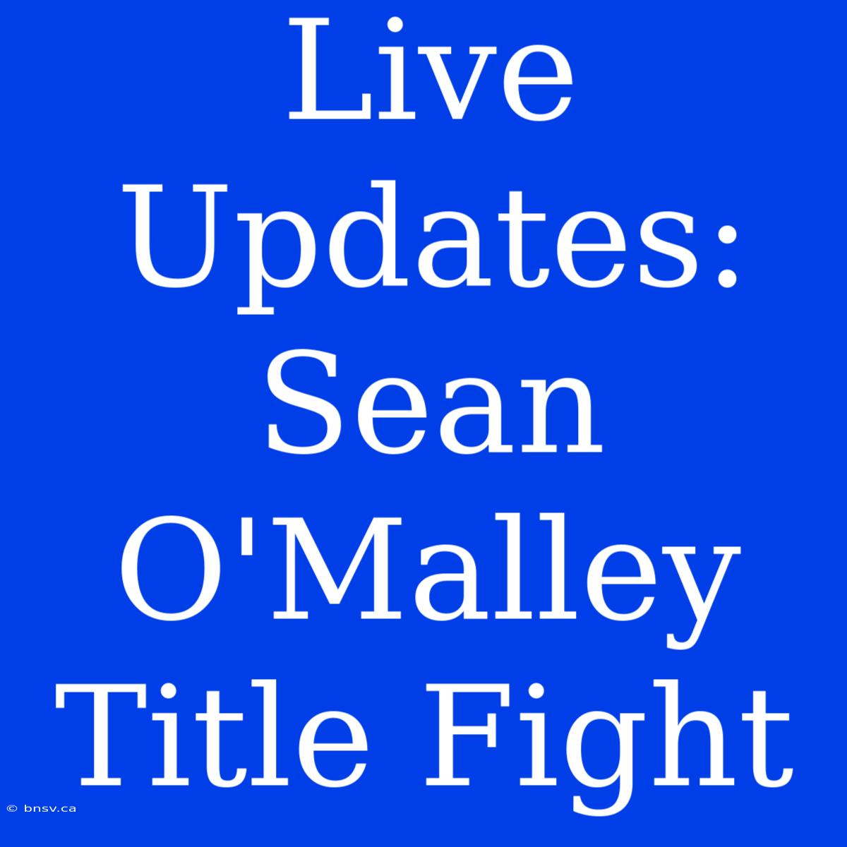 Live Updates: Sean O'Malley Title Fight