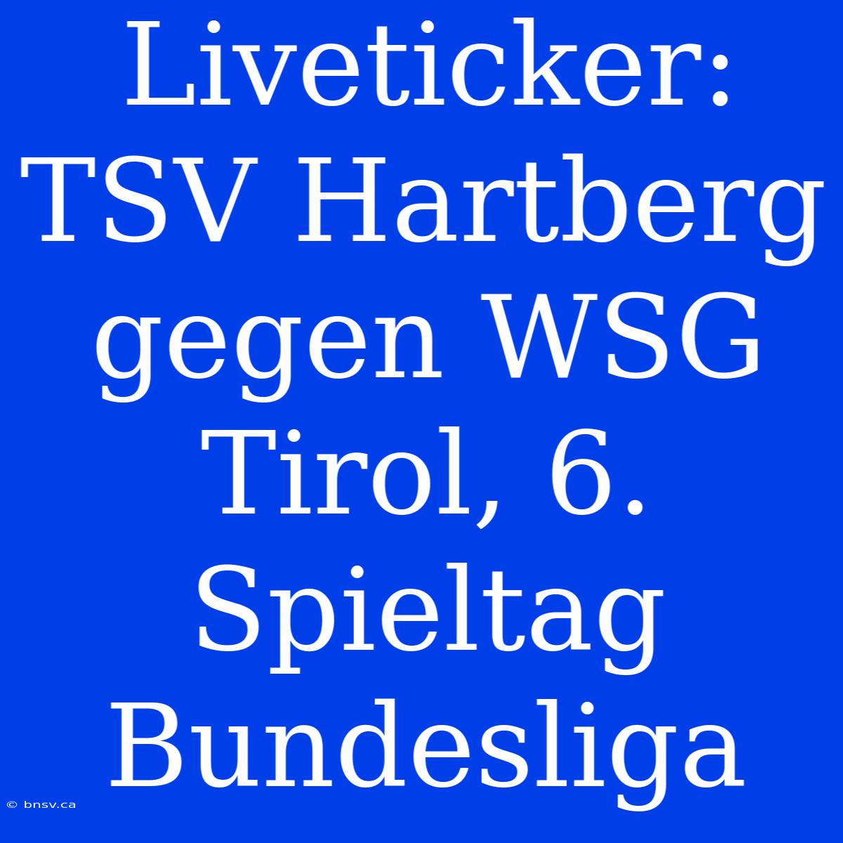 Liveticker: TSV Hartberg Gegen WSG Tirol, 6. Spieltag Bundesliga