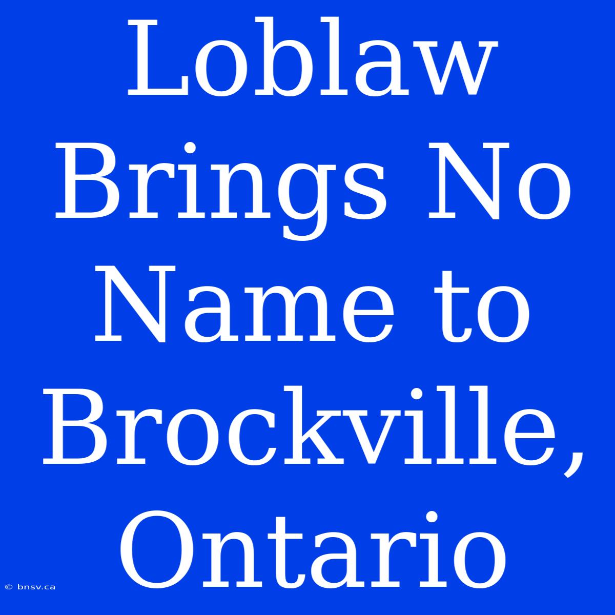 Loblaw Brings No Name To Brockville, Ontario