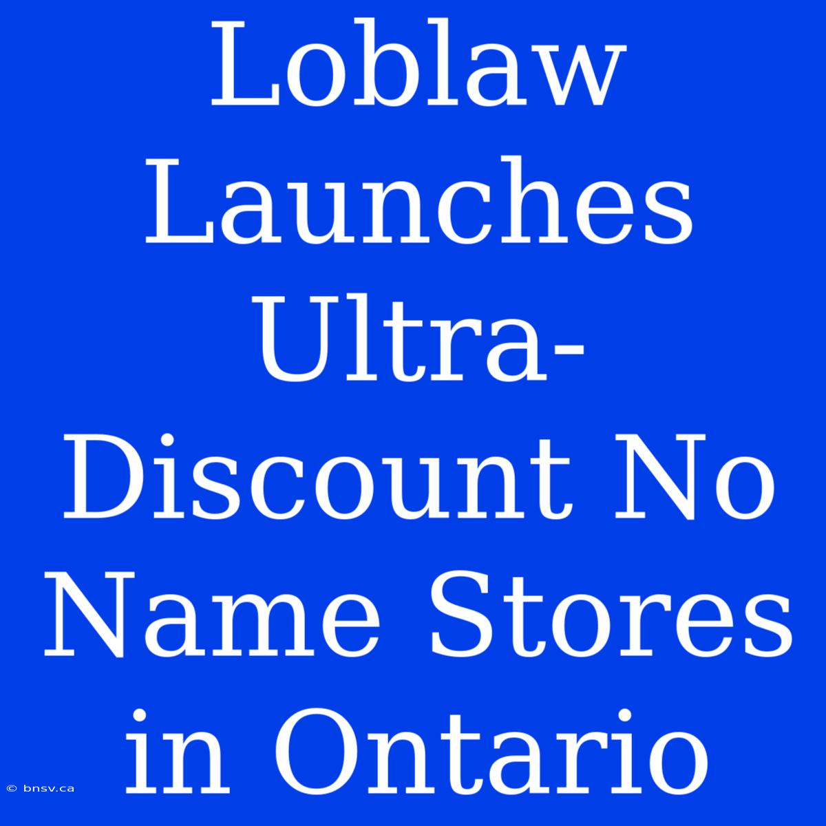 Loblaw Launches Ultra-Discount No Name Stores In Ontario