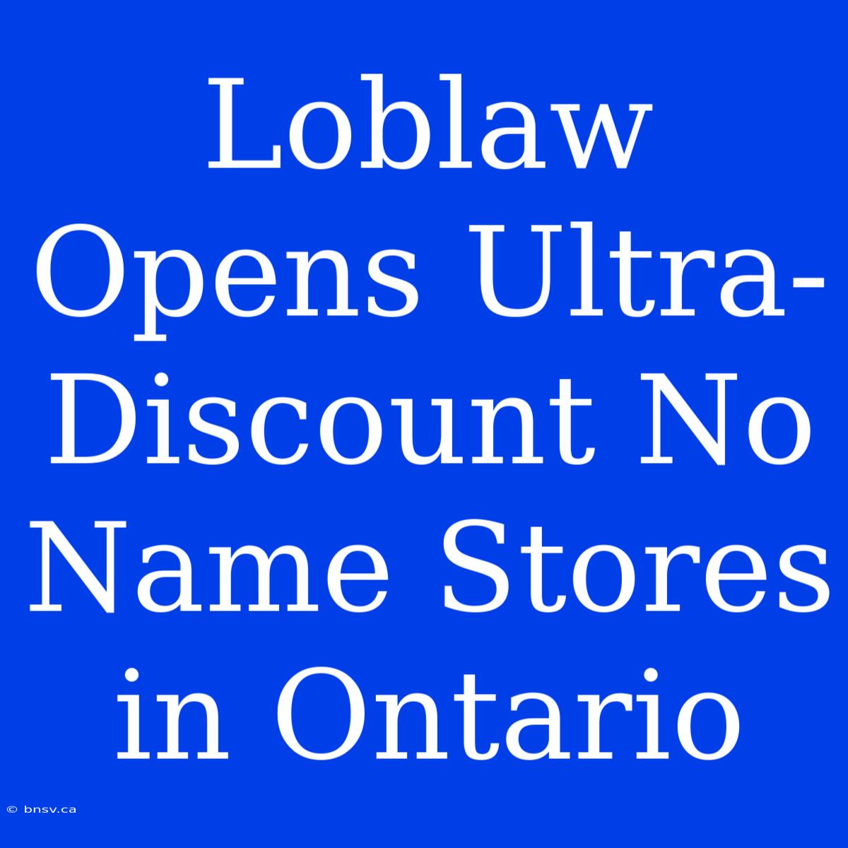 Loblaw Opens Ultra-Discount No Name Stores In Ontario