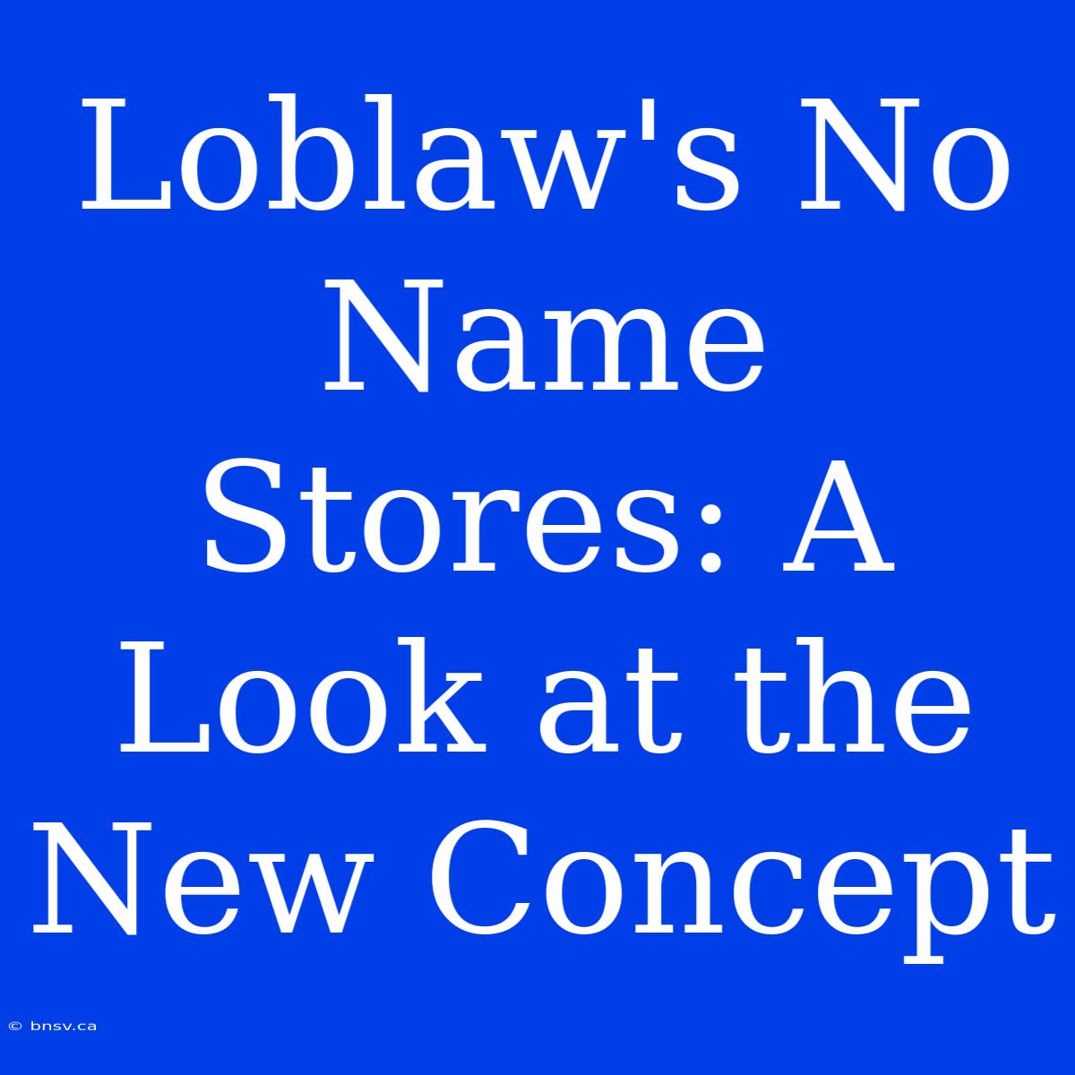 Loblaw's No Name Stores: A Look At The New Concept