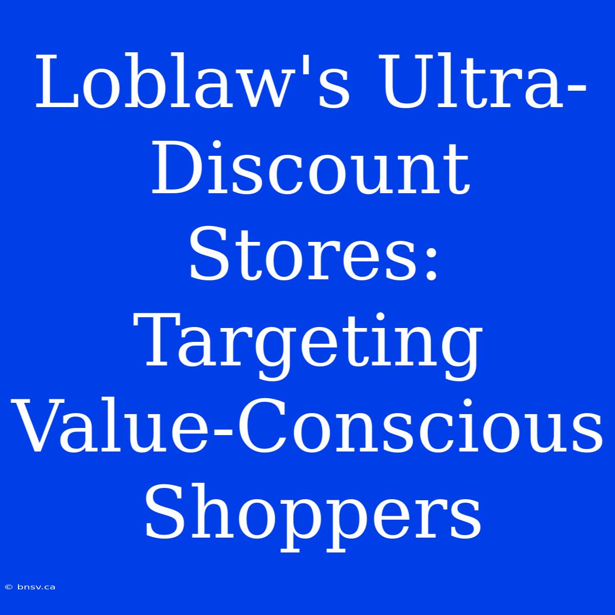 Loblaw's Ultra-Discount Stores: Targeting Value-Conscious Shoppers