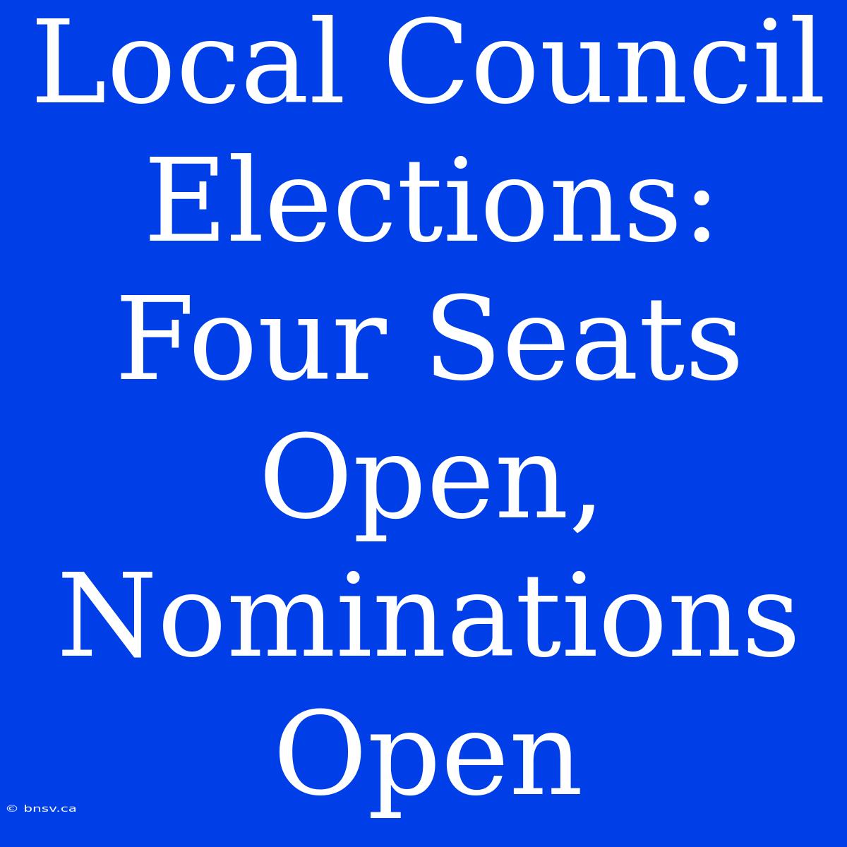 Local Council Elections: Four Seats Open, Nominations Open