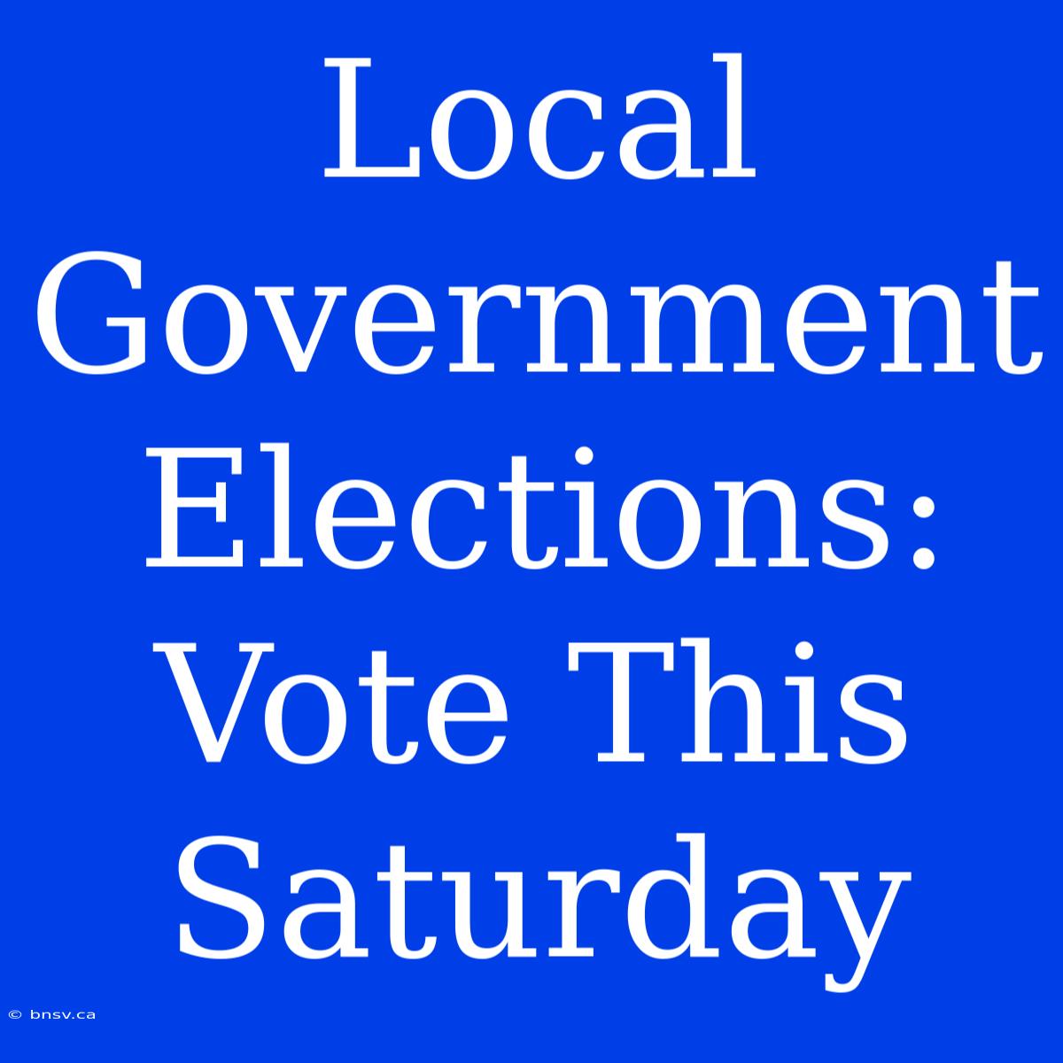 Local Government Elections: Vote This Saturday